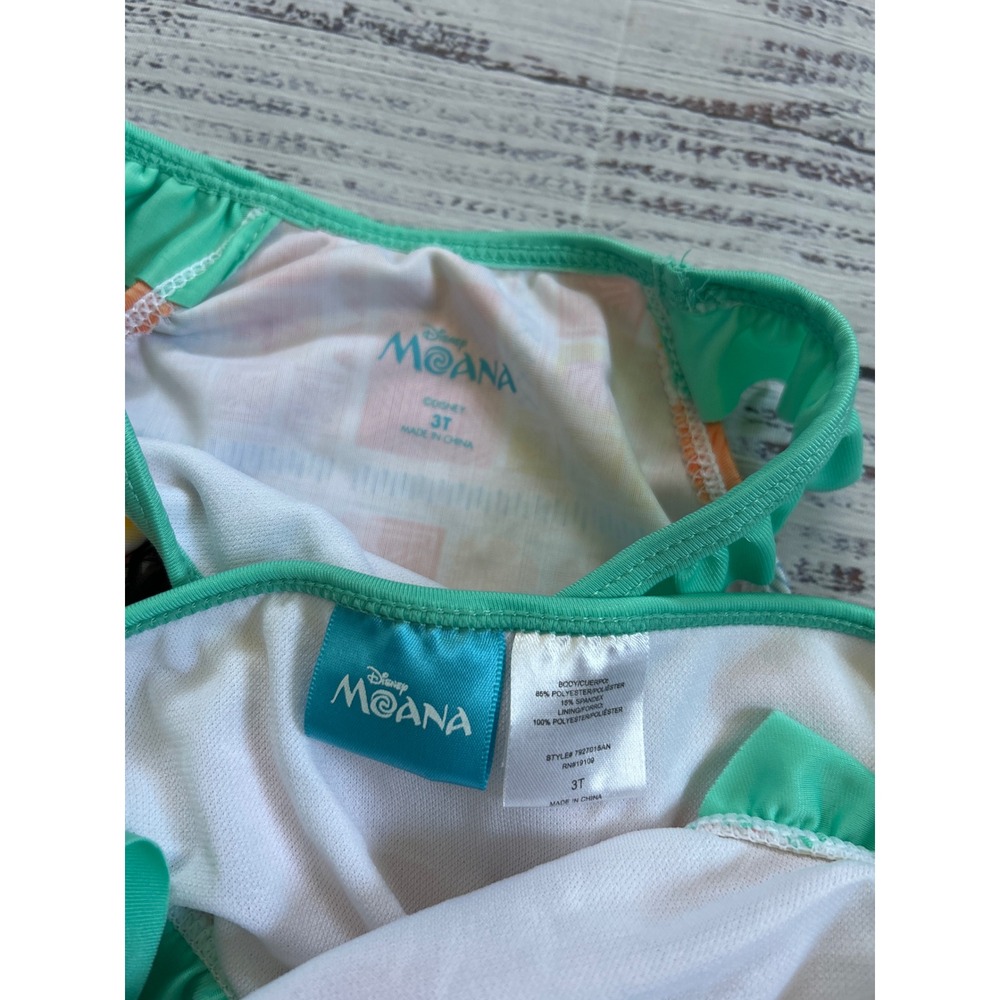 Disney Moana Swimsuit Kids Multicolor Ruffle Tankini Two Piece Set 3T - Picture 3 of 7